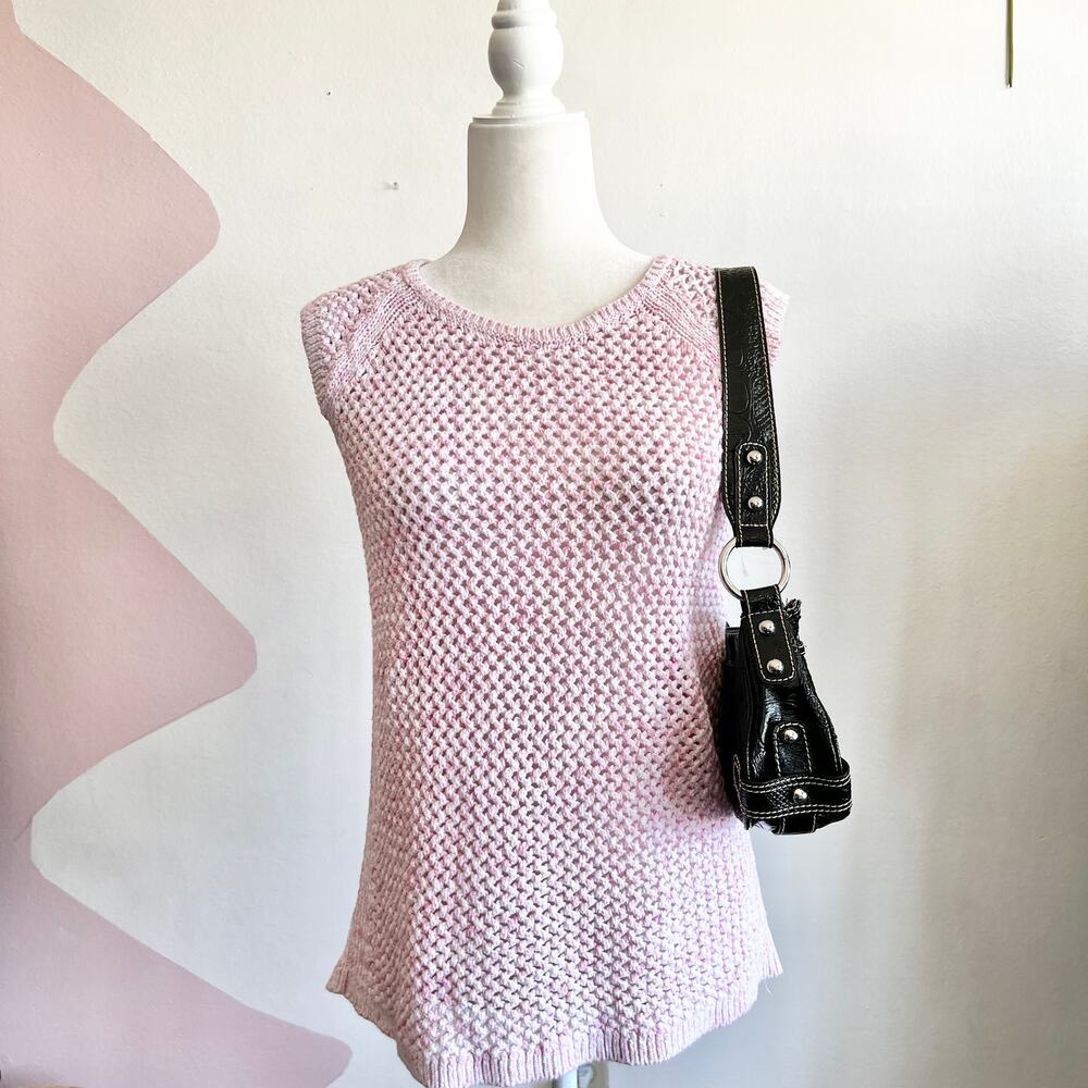 Talbots Pink Crochet Top, Cottagecore‎ Coastal Boho Romantic Medium Vacation